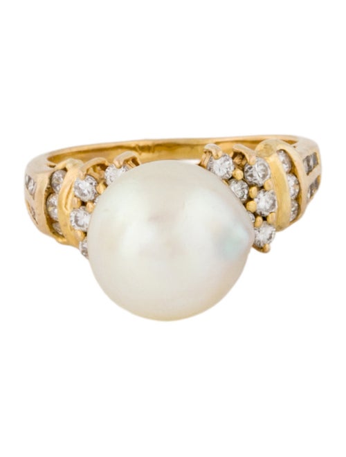 Ring 14K Pearl & Diamond Cocktail Ring