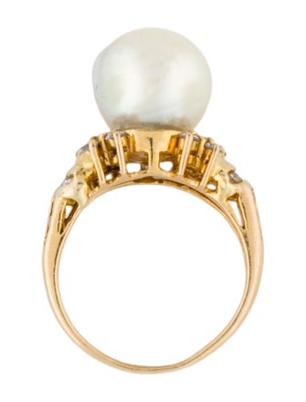 Ring 14K Pearl & Diamond Cocktail Ring