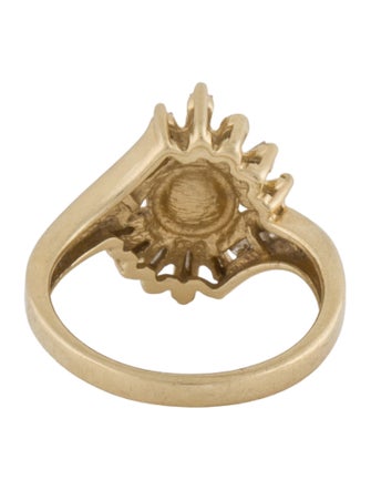 Ring 14K Cultured Pearl & Diamond Cluster Cocktail Ring