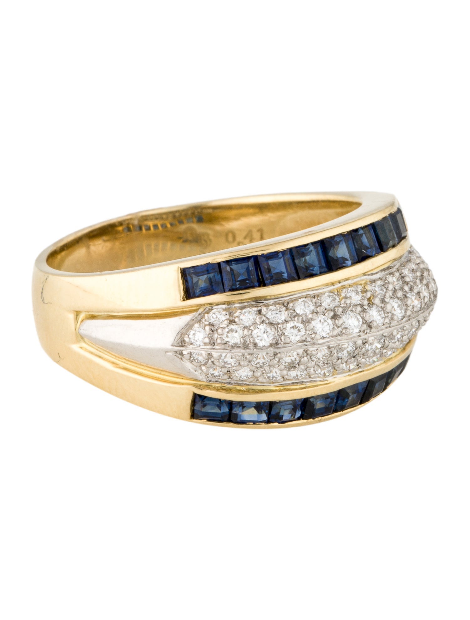 Ring 1.70ctw Sapphire & Diamond Wide Tapered Band
