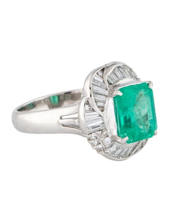 Ring Platinum 3.37ct Emerald & Diamond Cocktail Ring
