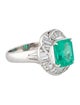 Ring Platinum 3.37ct Emerald & Diamond Cocktail Ring