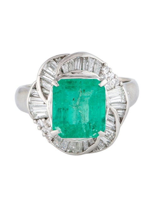 Ring Platinum 3.37ct Emerald & Diamond Cocktail Ring