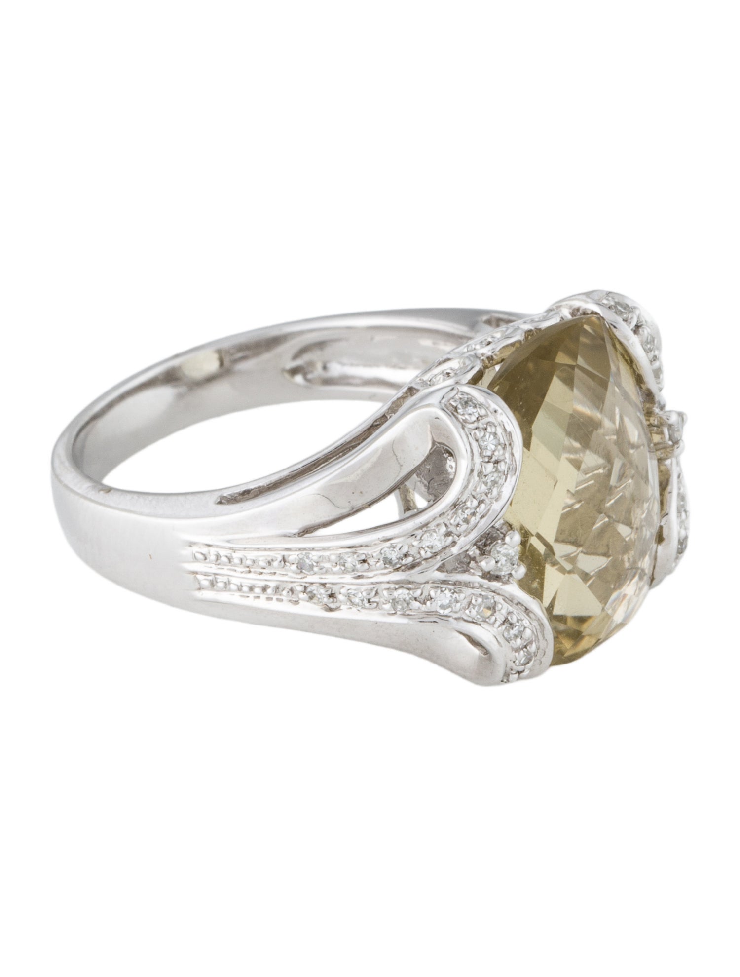 Ring 14K Quartz & Diamond Cocktail