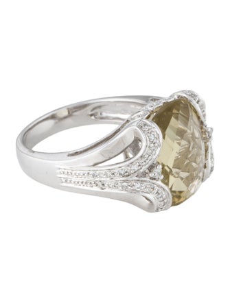 Ring 14K Quartz & Diamond Cocktail Ring