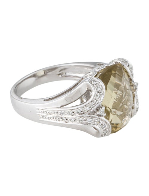 Ring 14K Quartz & Diamond Cocktail Ring