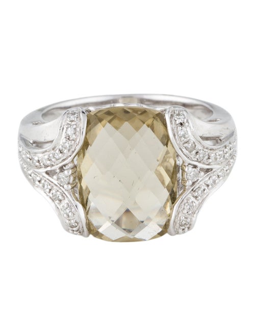 Ring 14K Quartz & Diamond Cocktail Ring