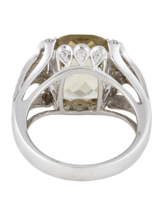 Ring 14K Quartz & Diamond Cocktail Ring