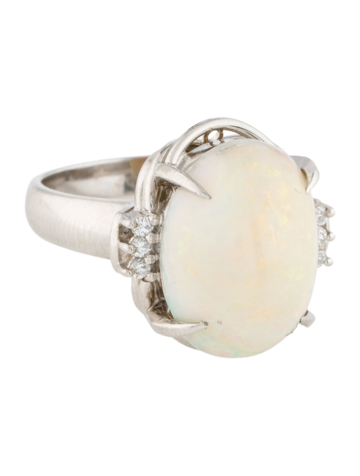 Ring Platinum 7.10ct Opal & Diamond Cocktail