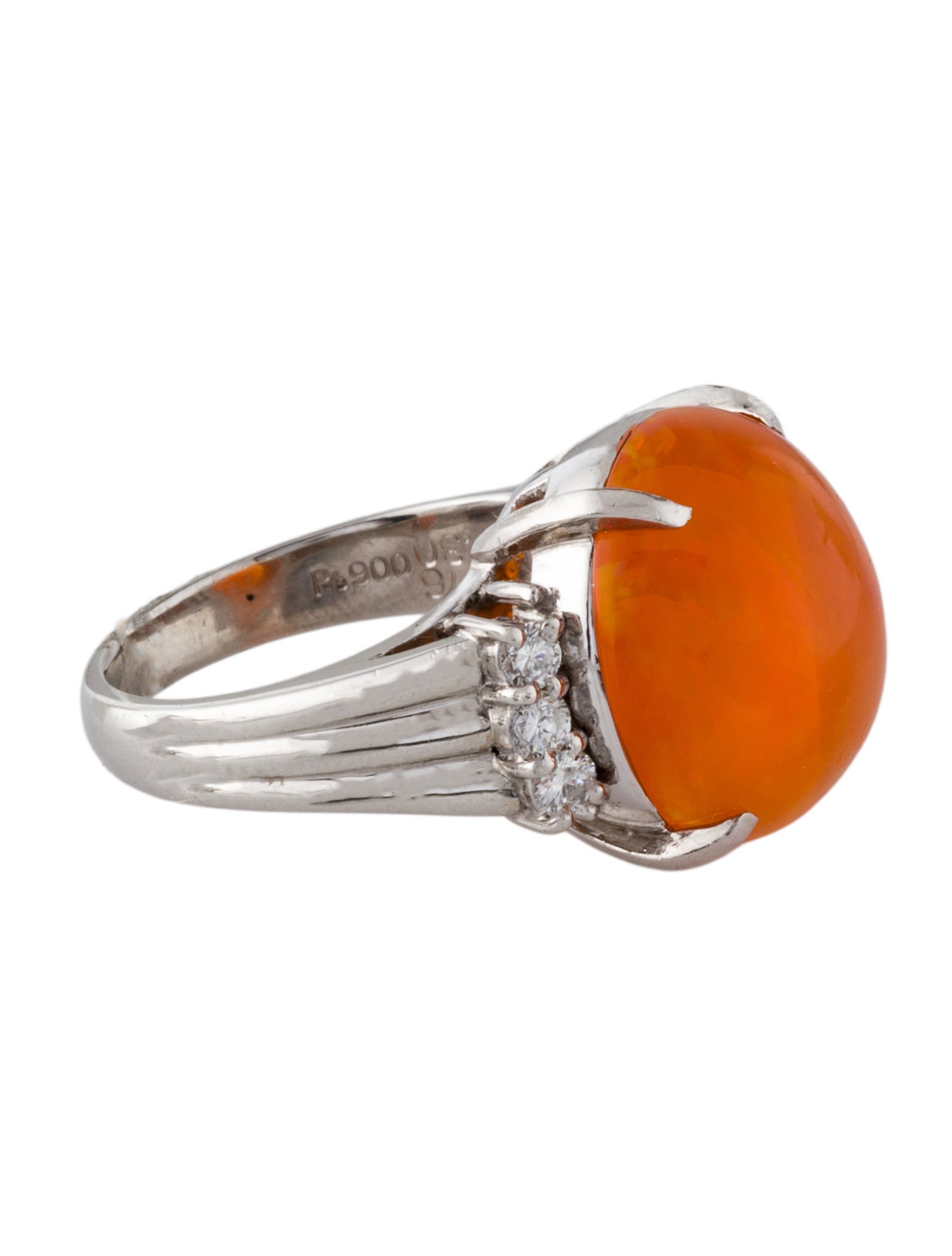 Ring Platinum 7.70ct Opal & Diamond Cocktail Ring