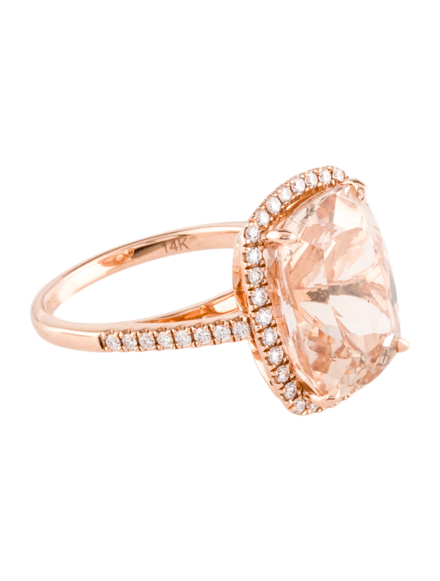 Ring 14K 9.50ct Morganite and Diamond Cocktail