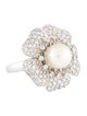 Ring 14K Pearl & Diamond Flower Cocktail Ring