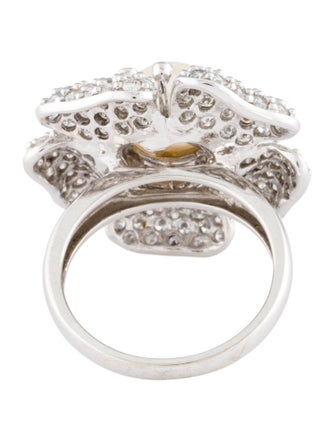 Ring 14K Pearl & Diamond Flower Cocktail Ring