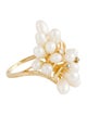 Ring 14K Pearl & Diamond Cluster Cocktail Ring