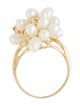 Ring 14K Pearl & Diamond Cluster Cocktail Ring