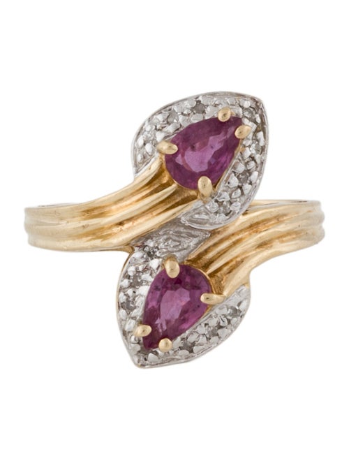 Ring 14K Ruby & Diamond Cocktail Ring