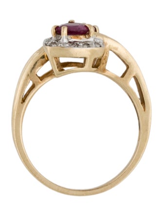 Ring 14K Ruby & Diamond Cocktail Ring