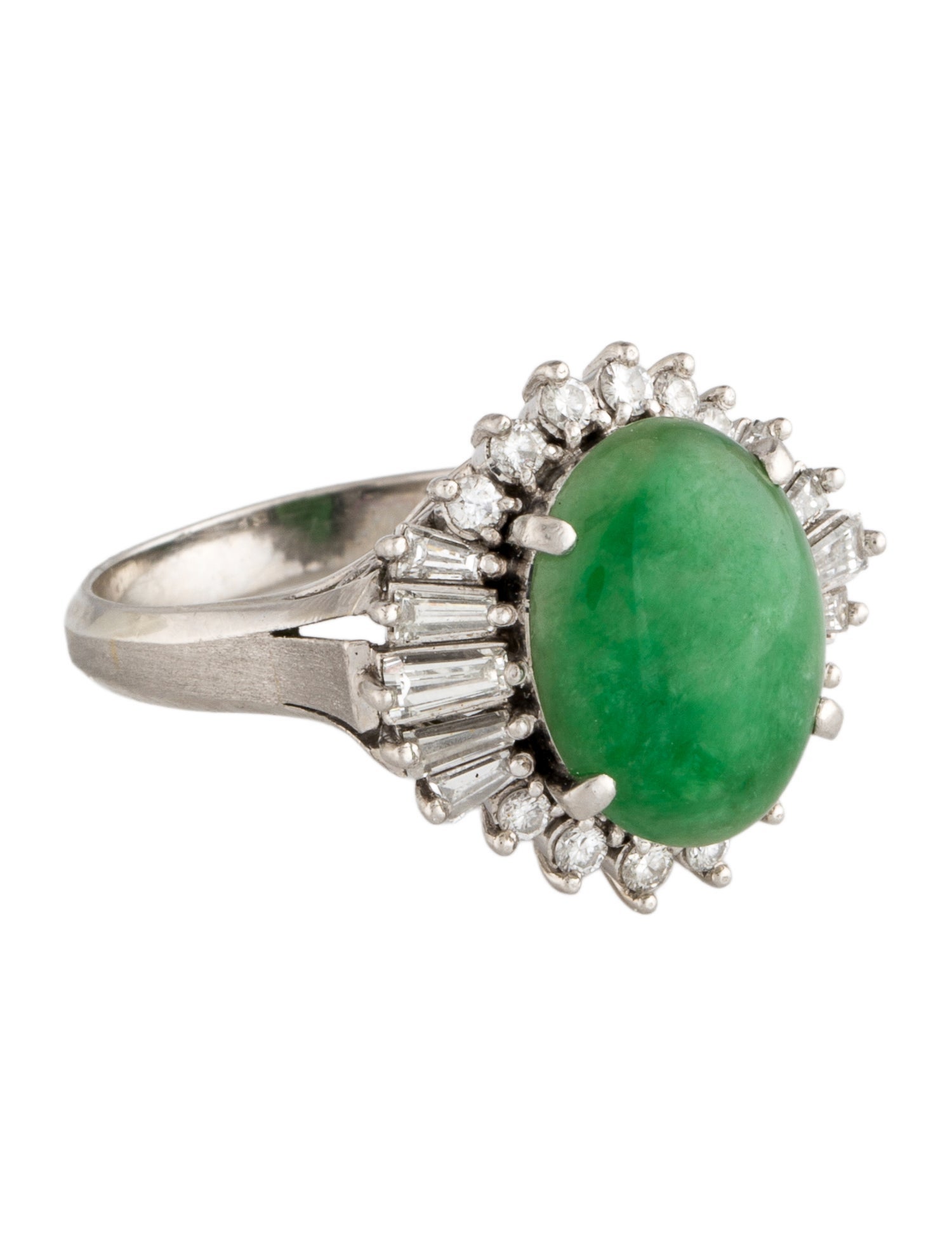 Ring Platinum 5.16ct Jadeite & Diamond Cocktail Ring