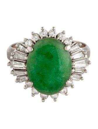 Ring Platinum 5.16ct Jadeite & Diamond Cocktail Ring