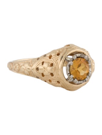 Ring 14K Citrine Ornate Cocktail Ring