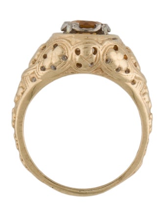 Ring 14K Citrine Ornate Cocktail Ring