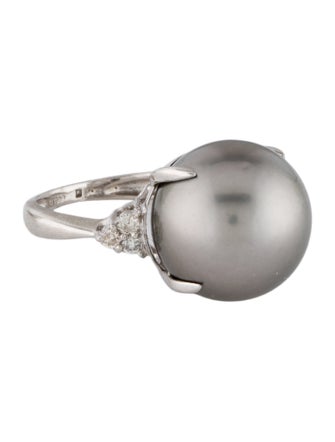 Ring Platinum Pearl & Diamond Cocktail Ring