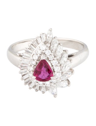 Ring Platinum Ruby & Diamond Cocktail Ring