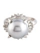 Ring Platinum Pearl & Diamond Cocktail Ring