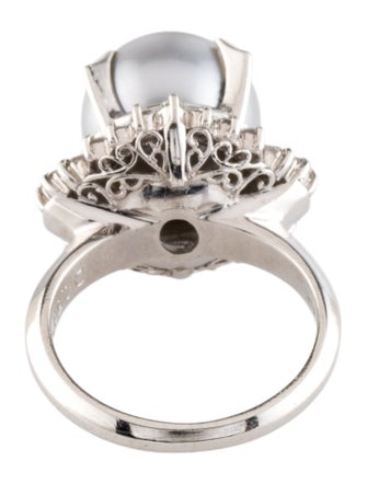 Ring Platinum Pearl & Diamond Cocktail Ring
