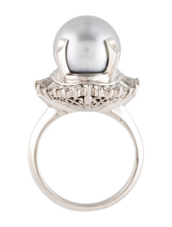 Ring Platinum Pearl & Diamond Cocktail Ring