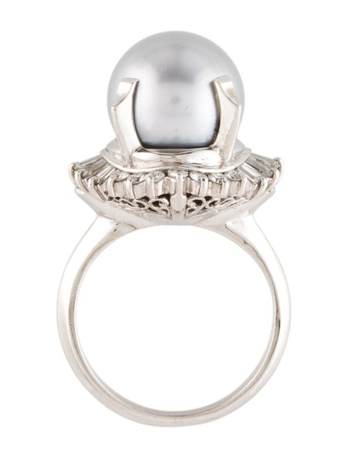 Ring Platinum Pearl & Diamond Cocktail Ring