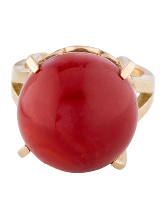 Ring 18K Coral Cocktail Ring