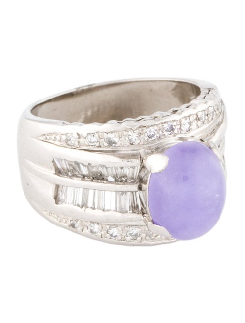 Ring Platinum Dyed Jadeite & Diamond Cocktail Ring