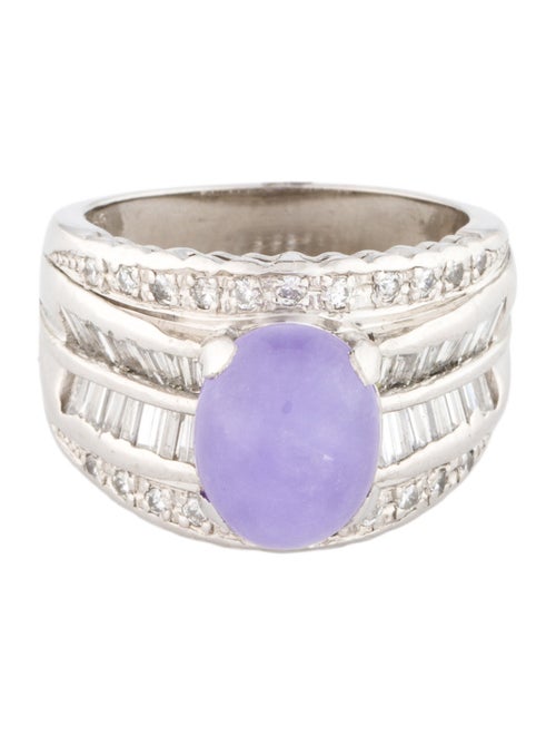 Ring Platinum Dyed Jadeite & Diamond Cocktail Ring