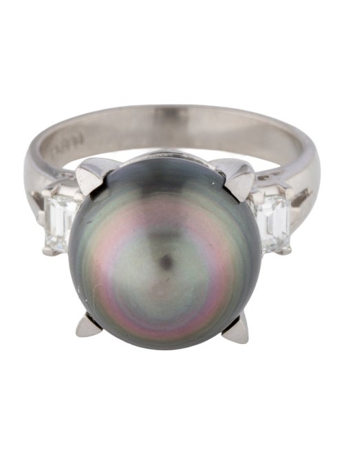 Ring Platinum Pearl & Diamond Cocktail Ring