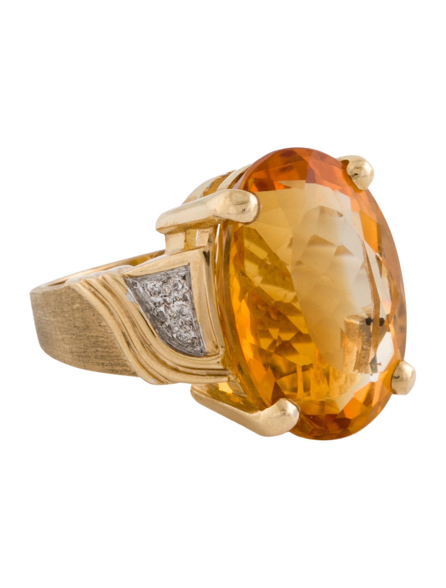 Ring 14K 17.27ct Citrine & Diamond