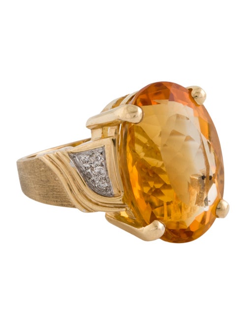 Ring 14K 17.27ct Citrine & Diamond Ring