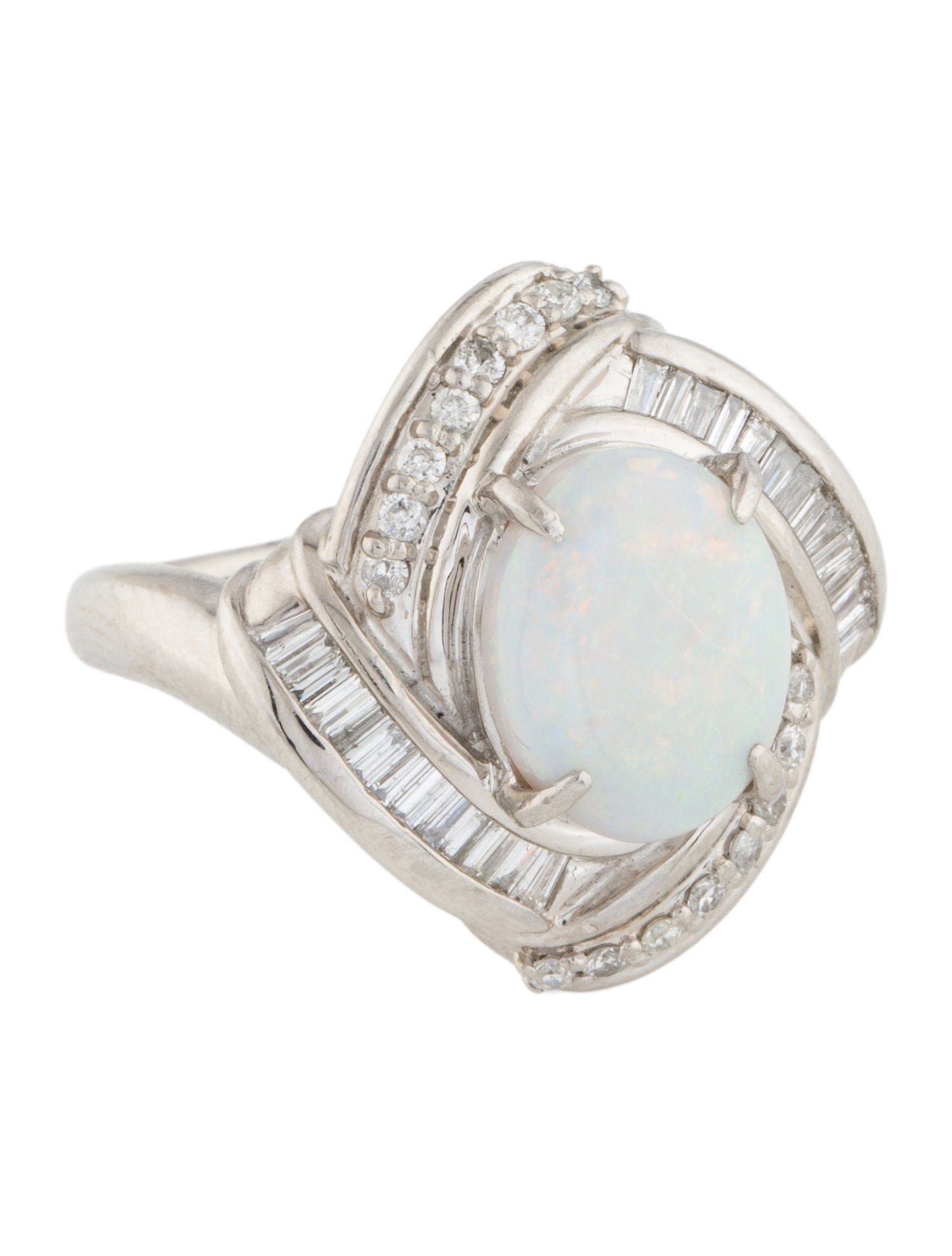 Ring Platinum 2.37ct Opal & Diamond Cocktail