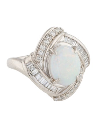 Ring Platinum 2.37ct Opal & Diamond Cocktail Ring