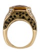 Ring 14K Citrine & Diamond Enamel Cheetah Cocktail