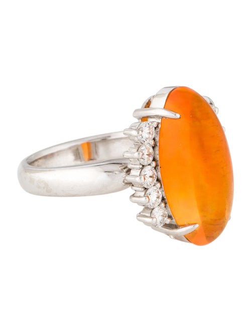 Ring Platinum 4.01ct Fire Opal & Diamond Cocktail Ring