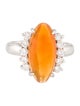Ring Platinum 4.01ct Fire Opal & Diamond Cocktail Ring