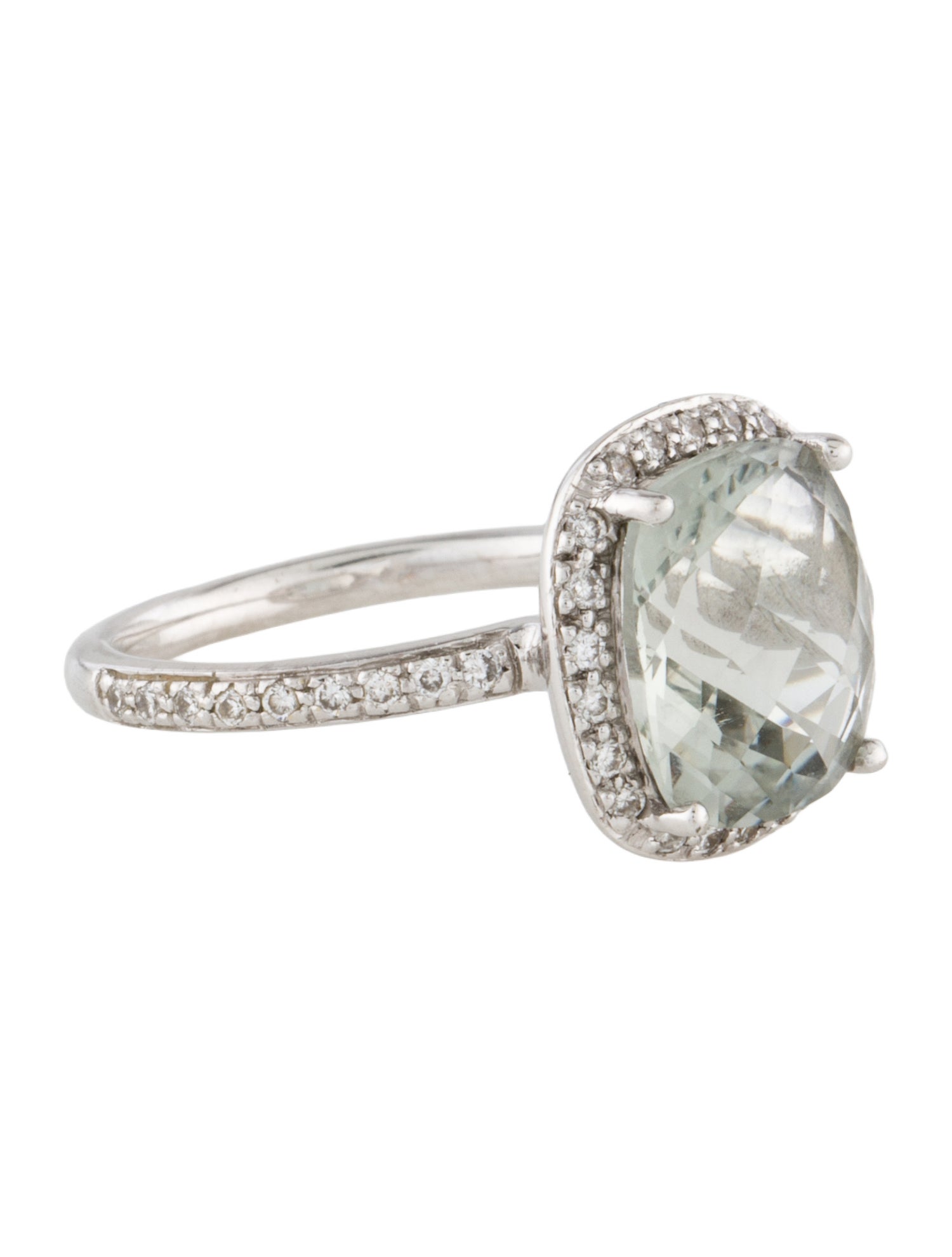 Ring 18K Prasiolite & Diamond Cocktail Ring