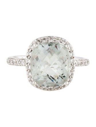 Ring 18K Prasiolite & Diamond Cocktail Ring