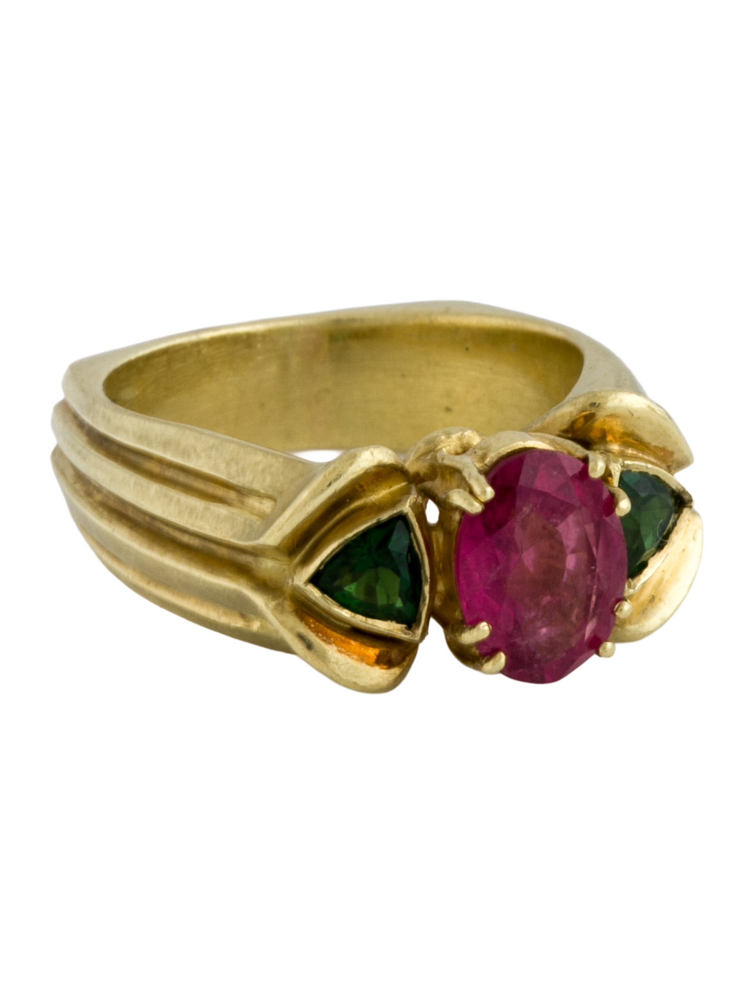 Ring 18K Tourmaline Three-Stone Cocktail