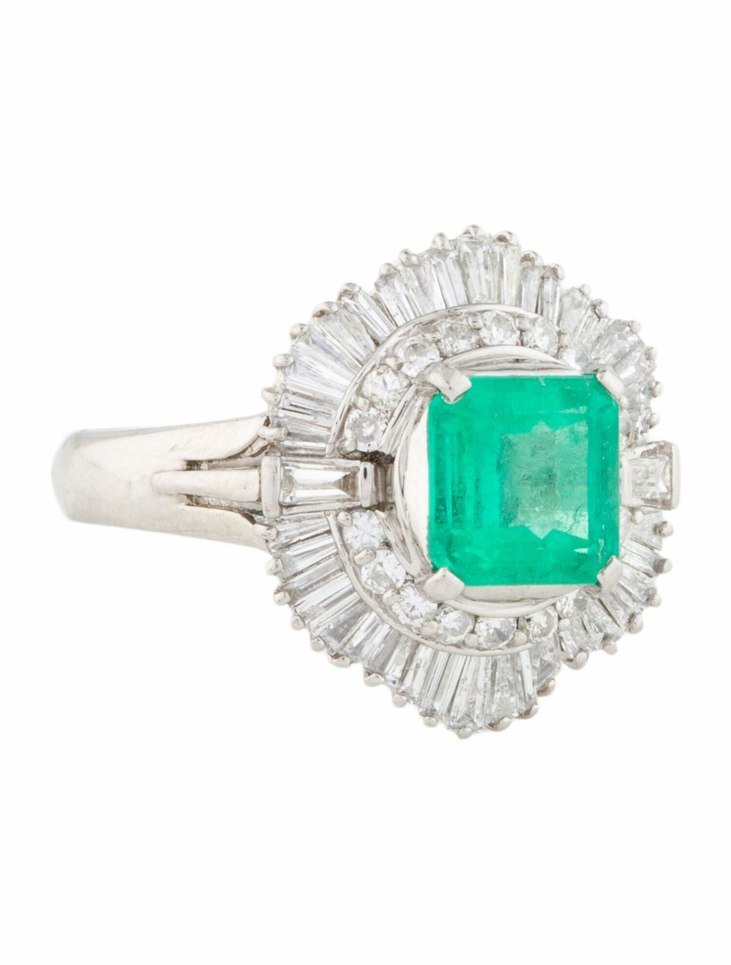 Ring Platinum 1.32ct Colombian Emerald & Diamond Cocktail