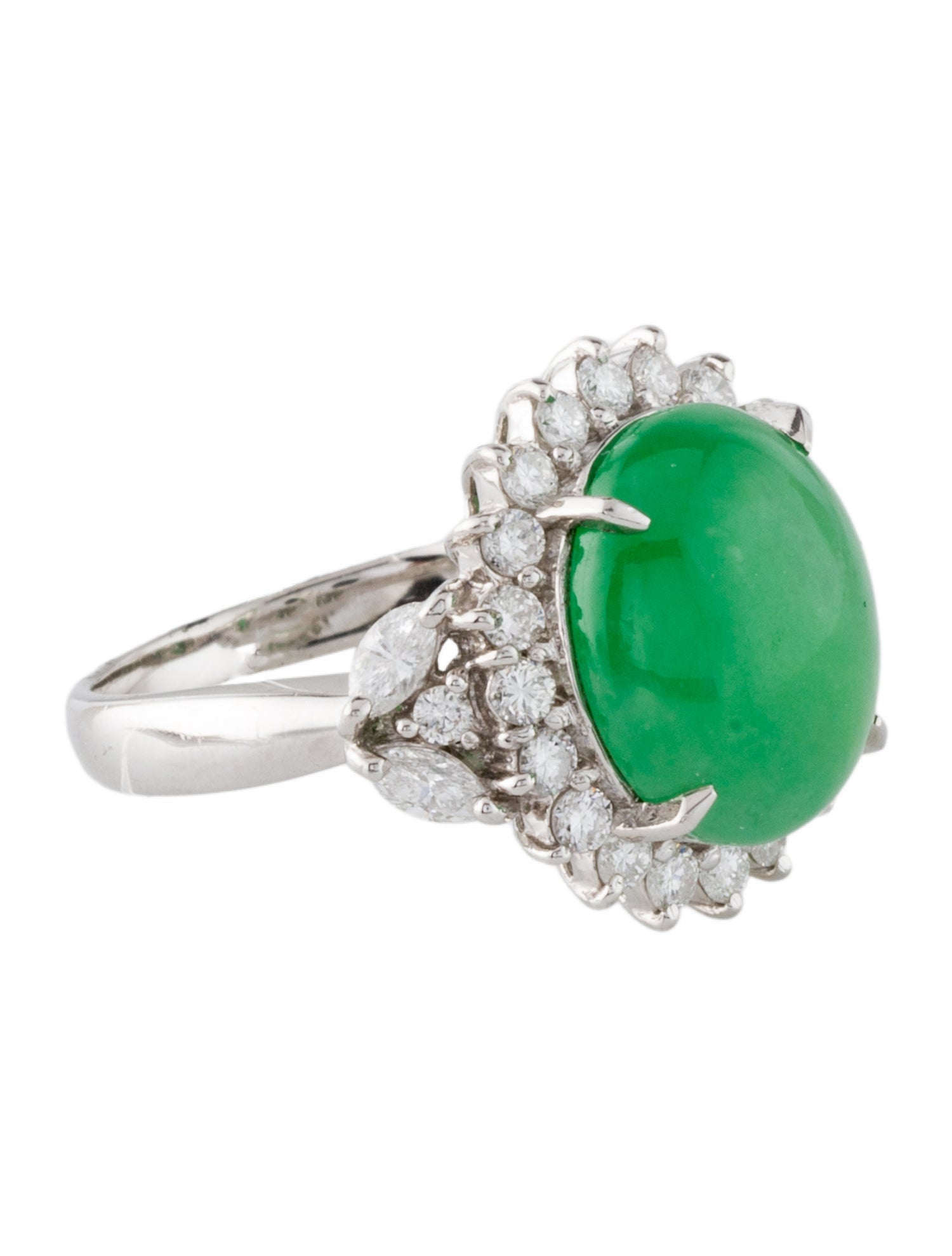 Ring Platinum 6.51ct Jadeite & Diamond Cocktail Ring