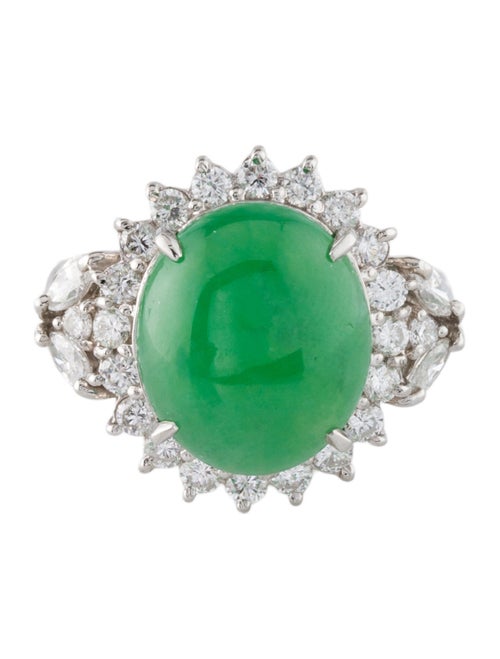 Ring Platinum 6.51ct Jadeite & Diamond Cocktail Ring