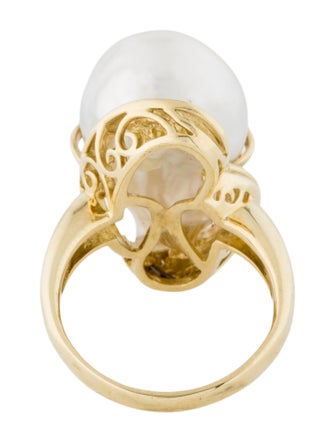 Ring 18K Pearl & Diamond Cocktail Ring