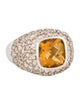 Ring 14K Citrine & Diamond Domed Pavé Ring